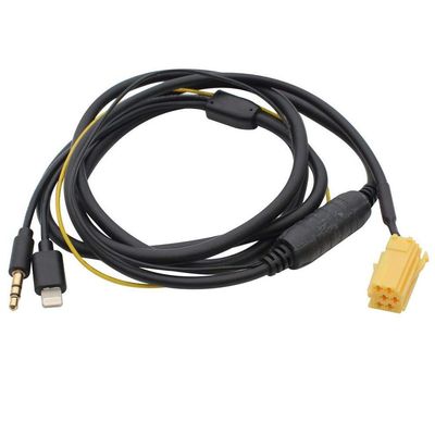 Mathenia Car Parts, 2PCS Car CD Removal Tools And 3.5mm Audio IN AUX Cable for iPhone Lightning Charging for Fiat Grande Punto 2007 Onwards - (Color Name: Aux Cable Only)