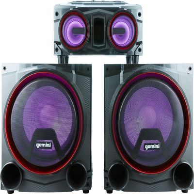 Gemini Sound GSYS-4000 Bluetooth LED Party Light Stereo System and Home Theater Audio Stereo System with 4000W Watts Shelf Speakers, Dual 12" Woofers, Media Player, FM Radio, USB/SD Playback