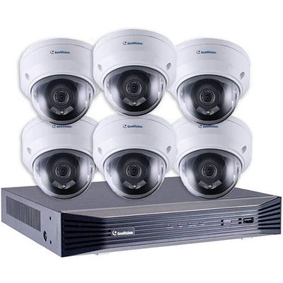 Geovision | 801-SN8ADR27-2TB | 8 Channel at 4K (2160p) NVR 48Mbps Max Throughput w/Built-in 8 Port PoE - 2TB HDD with 6 x 2MP Outdoor Dome IP Security Cameras