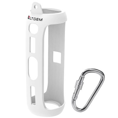 LTGEM Silicone Carrying Travel Case Compatible with JBL FLIP 5 Waterproof Portable Speaker with Extra Carabiner - White