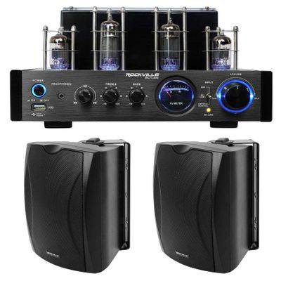 Rockville BluTube LED Tube Amplifier Home Bluetooth Receiver+(2) 6.5" Speakers