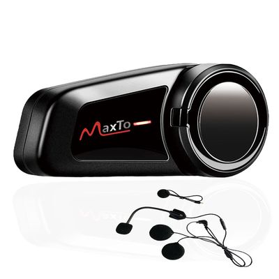 MAXTO Motorcycle Bluetooth Headset, M2 Group Motorbike Helmet Communication Systems 6-Way BT5.0 Waterproof Intercom 1000M Range with FM Radio,Siri,Voice dial for Ski/ATV/Full/Half Face(2 in 1 Mic)