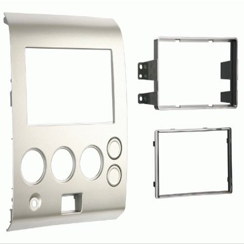Carxtc Double Din Install Car Stereo Dash Kit for a Aftermarket Radio Fits 2004-2005 Nissan Pathfinder Armada Trim Bezel is Painted Silver