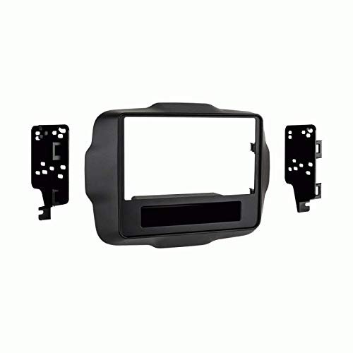 Carxtc Double Din Install Car Stereo Dash Kit for a Aftermarket Radio Fits 2015-2017 Jeep Renegade Trim Bezel is Painted Scratch Resistant Matte Black