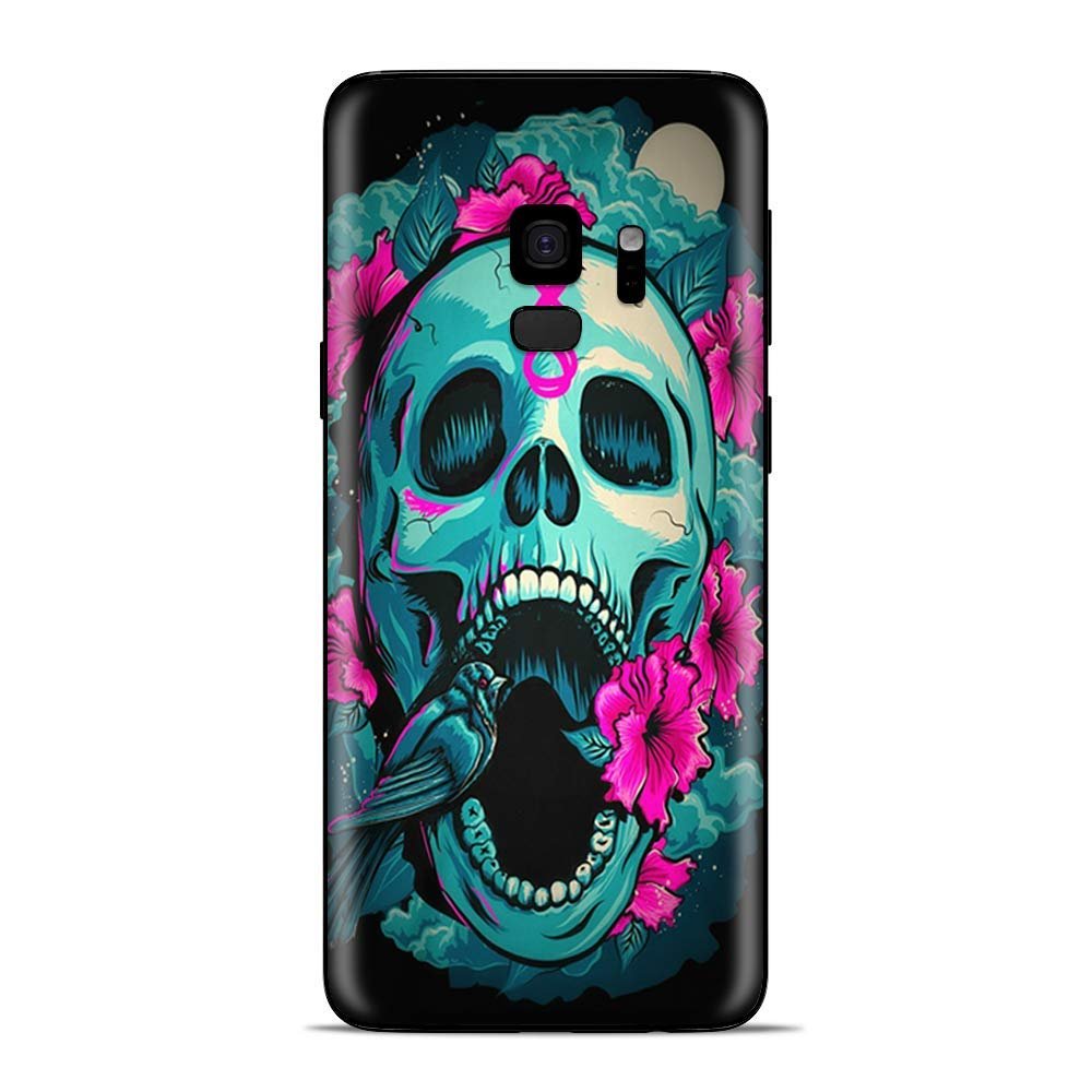 Skins for Samsung Galaxy S9 Skin Decal Vinyl Wrap - Decal Stickers Skins Cover -Skull Dia De Los Muertos Design Bird