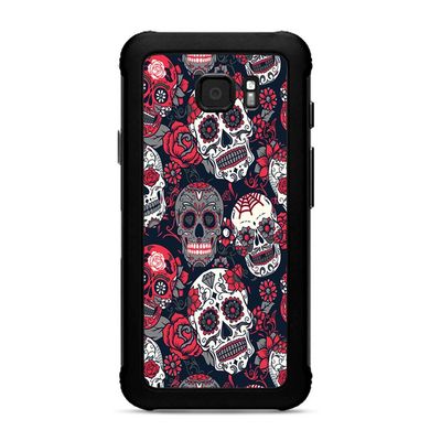 Skins for Samsung Galaxy S7 Active Skin Decal Vinyl Wrap - Decal Stickers Skins Cover -Sugar Skulls Red Black Dia de Los
