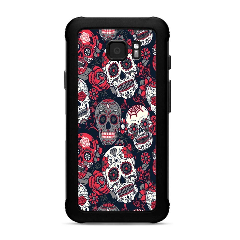Skins for Samsung Galaxy S7 Active Skin Decal Vinyl Wrap - Decal Stickers Skins Cover -Sugar Skulls Red Black Dia de Los