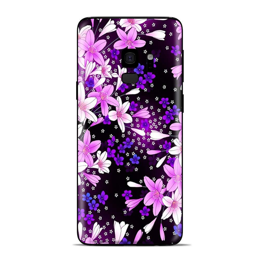 Skins for Samsung Galaxy S9 Skin Decal Vinyl Wrap - Decal Stickers Skins Cover -Purple Pink Colorful Flowers Lillies