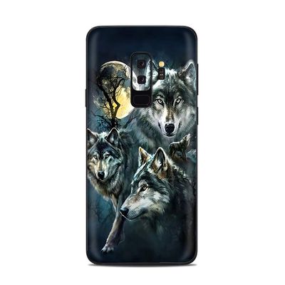 Skins for Samsung Galaxy S9 Plus Skin Decal Vinyl Wrap - Decal Stickers Skins Cover -3 Wolves Moonlight