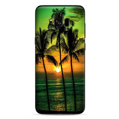 Skins for Samsung Galaxy S8 Skin Decal Vinyl Wrap - Decal Stickers Skins Cover -Sunset Palm Trees Ocean