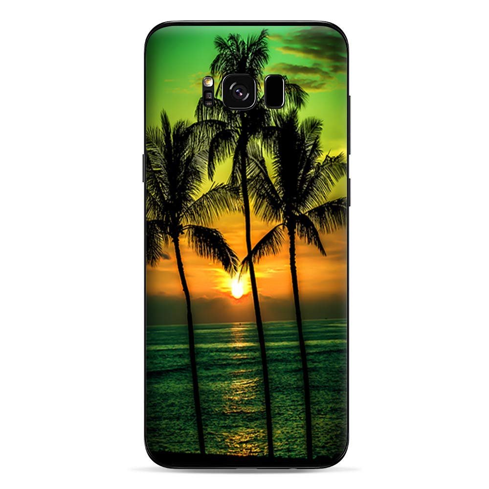 Skins for Samsung Galaxy S8 Skin Decal Vinyl Wrap - Decal Stickers Skins Cover -Sunset Palm Trees Ocean