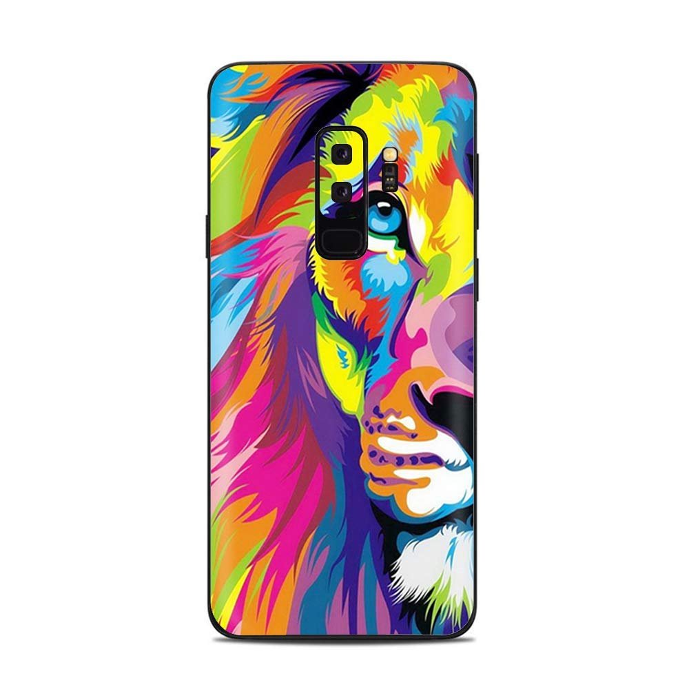 Skins for Samsung Galaxy S9 Plus Skin Decal Vinyl Wrap - Decal Stickers Skins Cover -Colorful Lion Abstract Paint