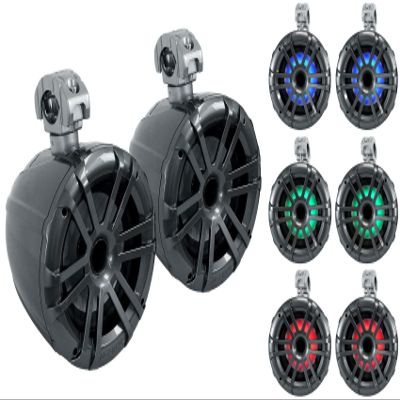 Pair Memphis Audio MXA82TG 8" Marine Wakeboard Tower Speakers/LED+Swivel Grey