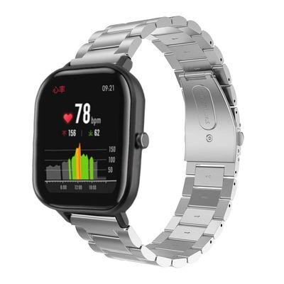 MagicQK Men's Watch Band Replacement Compatible for Huami Amazfit GTS Smartwatch, Stainless Steel (Silver)