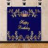 AOFOTO 10x10ft Royal Blue Prince Happy Birthday Backdrop Blue and Gold King Crown Elegant Floral Pattern Royal Birthday Banner Background Party Decorations Little Boy Men Portrait Photobooth Props view 2