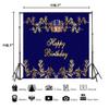 AOFOTO 10x10ft Royal Blue Prince Happy Birthday Backdrop Blue and Gold King Crown Elegant Floral Pattern Royal Birthday Banner Background Party Decorations Little Boy Men Portrait Photobooth Props view 4