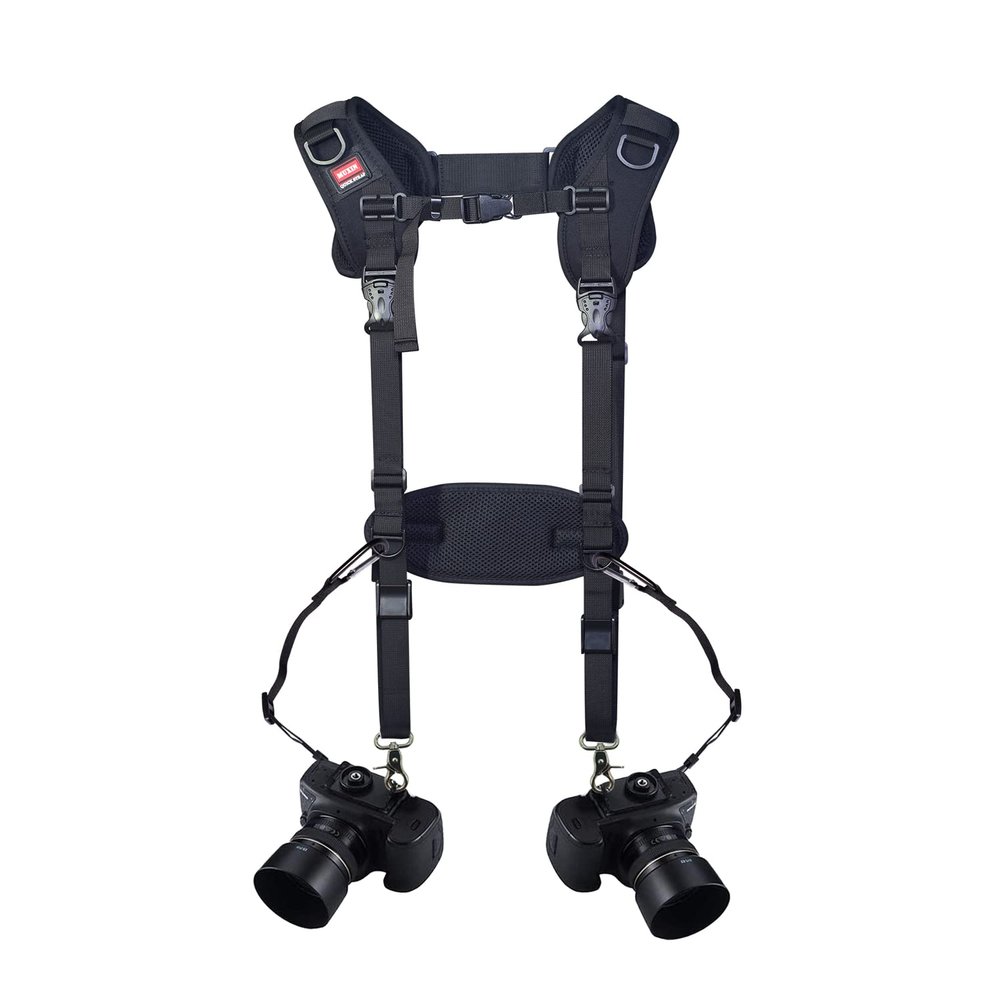 BATTER MUXIN Camera Strap Double Shoulder Camera Strap Harness Quick Release Adjustable Dual Camera Tether Strap and Safety Tether for DSLR SLR Camera