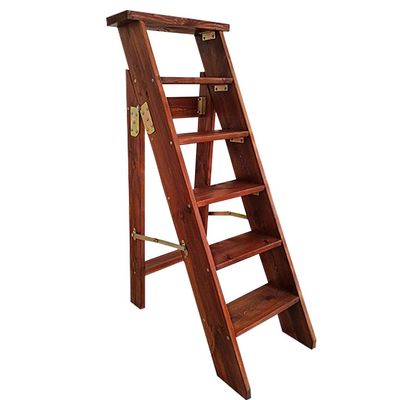 XWZJY Large Steps Ladder Thickening Solid Wood Folding Stepladder with 6 Step Wide Pedal for Courtyard/Indoor and Outdoor,Height 120cm,Max Load 100kg