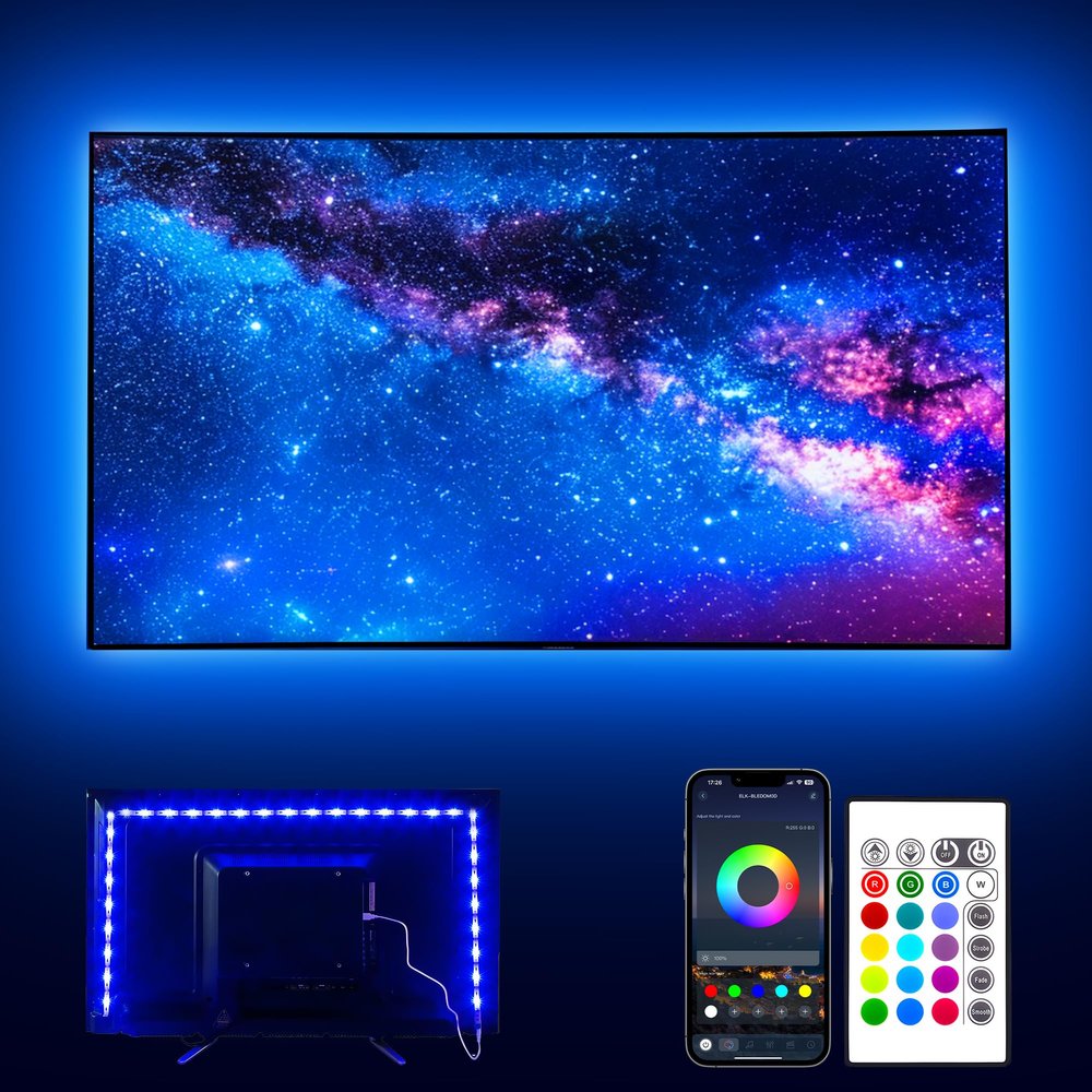 PANGTON VILLA Led Lights for TV LED Backlight,16.4FT RGB Smart LED Strip Lights for 65-75in TV, Bluetooth APP & Remote Control Music Sync & Multi-Scene Modes-USB Powered LED Lights for Bedroom/Gaming