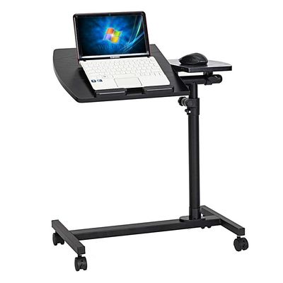 Belovedkai Height Adjustable Portable Office Desk Rolling Laptop Desk Cart Notebook Computer Stand Desk Cart Bed Tray with 4 Wheels (Black 4 Wheels)