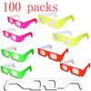 EEkiiqi 100 PAIRS 3D GLASS Rainbow Diffraction 3D Fireworks Glasses Neon Multi-Starbursts for Fireworks Displays/Holiday Lights/Club/Concert Lights (100 Packs) view 3