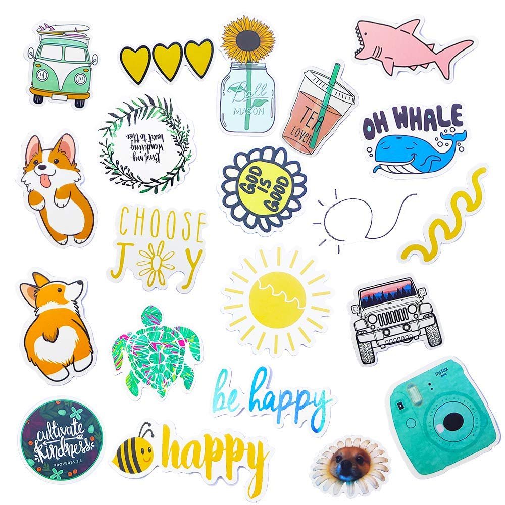 Hrayipt Vsco Stickers for Water Bottle 50 Pcs Trendy Stickers Waterproof Cute Aesthetic Laptop Luggage Stickers Pack for Girls Teens Kids