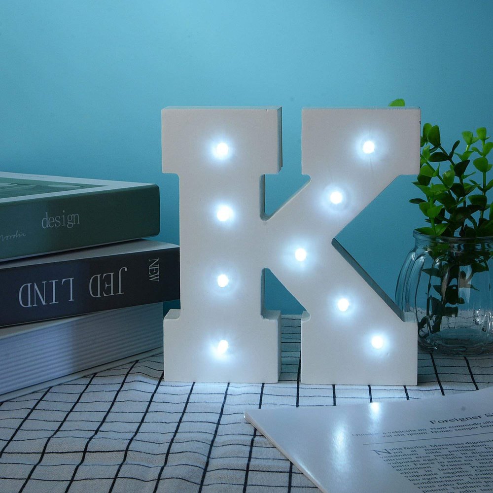 Ulalaza Wooden LED Letter Light Up DIY Alphabet Marquee Night Lights Sign 2xAAA Battery Operated Party Wedding Decor