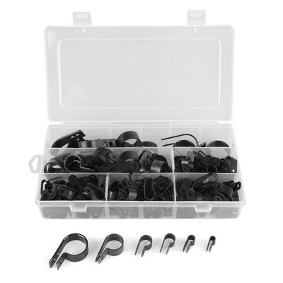 GOTOTOP Cable Clamp, 200 Pcs Black Nylon Screws Plastic Cable Clamps 3/16" 1/4" 3/8" 1/2" 3/4" 1" Clips Fasteners Assortment for Cable Conduit
