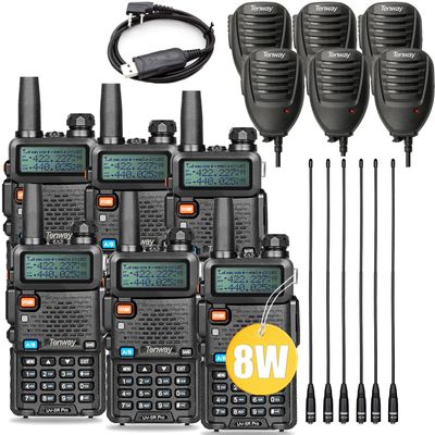 Ham Radio UV-5R Pro 8Watt Dual Band Two Way Radio with Ham Radio and Handheld Speaker Mic and Antenna 6Pack