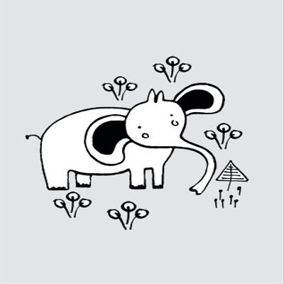 Komar Scribble Elephant Wall Picture | Poster, Picture, Living Room, Bedroom Decoration, Art Print | Without Frame | P104D-50x70 | Size: 50 x 70 cm (Width x Height)