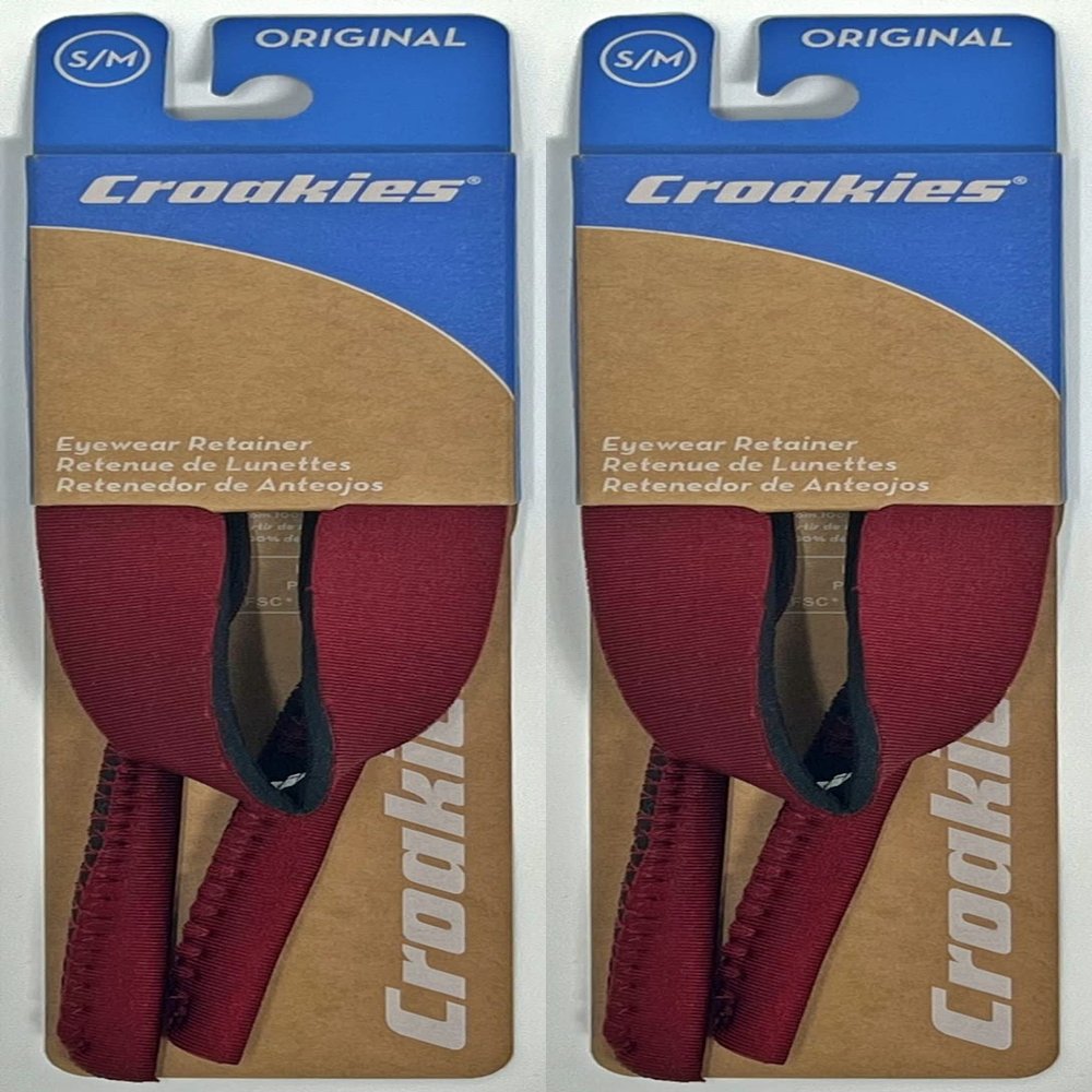 Croakies Original Solid Adjustable Eyewear Retainer, S/M - Wine (2-Pack)