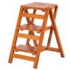 XWZJY High Pedal Stool 3 Steps Wood Ladder Lightweight Storage Shelf Attic Kitchen Office Stair Chair Home Garden Tool,Load Bearing 150kg (Color : Walnut Color) view 1