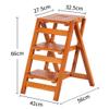 XWZJY High Pedal Stool 3 Steps Wood Ladder Lightweight Storage Shelf Attic Kitchen Office Stair Chair Home Garden Tool,Load Bearing 150kg (Color : Walnut Color) view 2