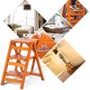 XWZJY High Pedal Stool 3 Steps Wood Ladder Lightweight Storage Shelf Attic Kitchen Office Stair Chair Home Garden Tool,Load Bearing 150kg (Color : Walnut Color) view 4
