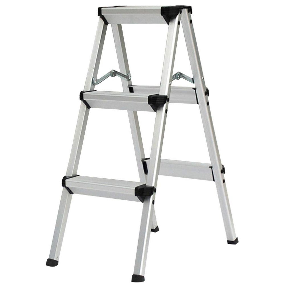XWZJY Portable Small Ladder Indoor Folding Stepladder with 3 Step Wide Pedal Aluminum Alloy Storage Shelf for Home,Load Bearing 150kg
