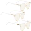 COMPUTER READING GLASSES 3 pack Blocking UV Glare Blue Light Filter Retro Round Readers Women (Transparent, 2.00) view 1