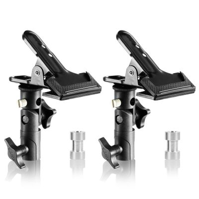Selens 2 Packs Photography Reflector Clamp Holder Speedlite Hot Shoe Bracket with 1/4"" & 3/8"" Screw Mount with Photo Studio Light Stand, Lighting Umbrella Reflector