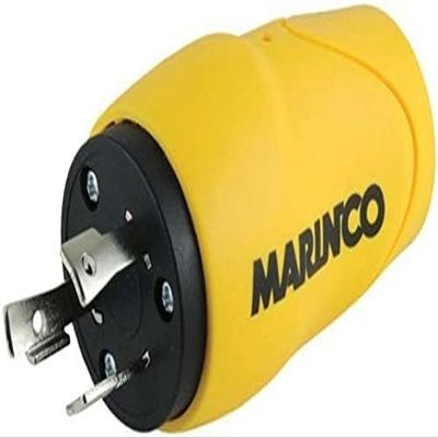 Marinco Straight Adapter, 30A M to 15A F, Type B, Yellow