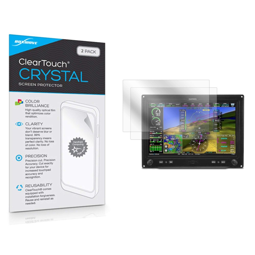 BoxWave Screen Protector Compatible with Garmin G3X Touch (10.6 in) - ClearTouch Crystal (2-Pack), HD Film Skin - Shields from Scratches