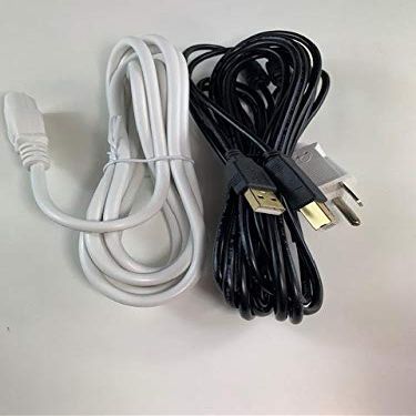 [UL Listed] OMNIHIL White 8FT AC Power Cord+15FT USB-B Cable Compatible with Canon CanoScan FS-4000US 35mm Film Scanner