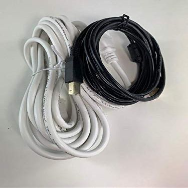 [UL Listed] OMNIHIL White 15FT AC Power Cord+8FT USB-B Cable Compatible with Peachtree Audio M24 Powered Speakers