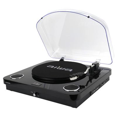 Aiwa Gbtur-120bkmkii Tocadiscos All-in-one Color Negro/Bluetooth/3 Velocidades/Radio Fm/USB Y Sd