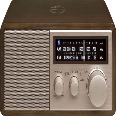 Sangean WR-16SE AM/FM/Bluetooth/Aux-in/USB Phone Charging 45th Anniversary Special Edition Wooden Cabinet Radio (Dark Walnut with Rose Gold)