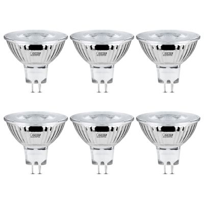 Feit Electric Enhance LED MR16 Reflector Light Bulb, 50W Equivalent, GU5.3 Base, 3000K Bright White, 500 Lumens, Dimmable, Indoor/Outdoor Use, 25,000-Hour Lifetime, BPEXN/930CA/6, 6 Pack