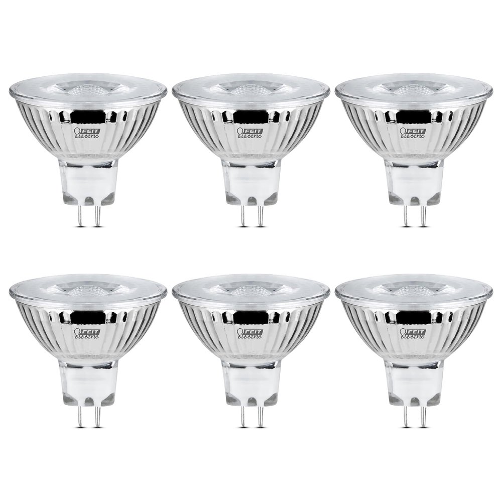Feit Electric Enhance LED MR16 Reflector Light Bulb, 50W Equivalent, GU5.3 Base, 3000K Bright White, 500 Lumens, Dimmable, Indoor/Outdoor Use, 25,000-Hour Lifetime, BPEXN/930CA/6, 6 Pack
