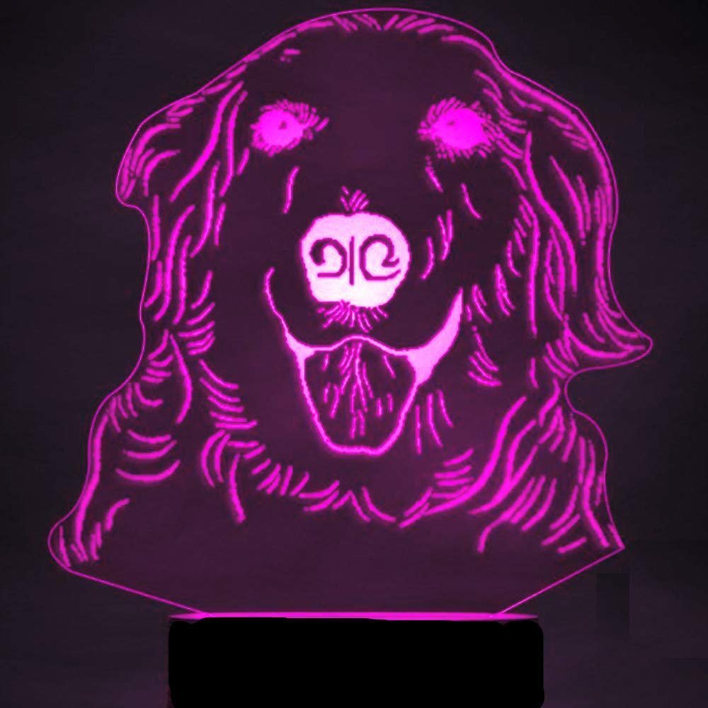 Jinnwell 3D Dog Night Light Lamp Illusion Led 7 Color Changing Touch Switch Table Desk Decoration Lamps Acrylic Flat ABS Base USB Cable Toy (Bus)