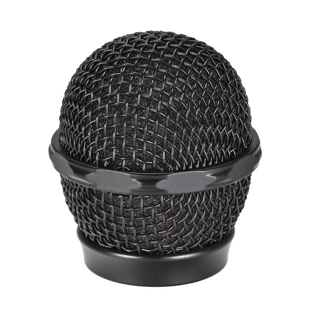 uxcell Black Microphone Ball Head Mesh Grille Round Metal with Grey Inner Foam Filter for 858 Mic