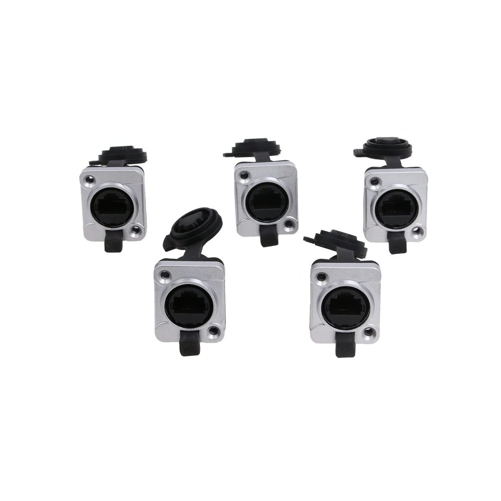 SZRMCC RJ45 Panel Mount Connector Cat5e RJ45 Ethernet Female LAN Module Bulkhead Panel Mount Coupler IP65 Waterproof Connector Socket with DustCap