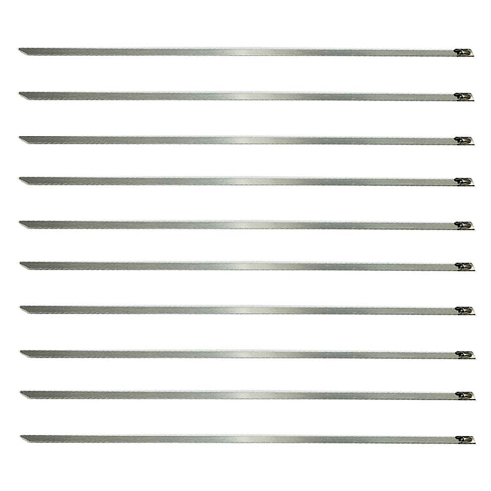 MroMax Stainless Steel Cable Tie, 19.69" x 0.18" Stainless Steel Self-Locking Zip Ties, 304 Stainless Steel Multi-purpose Tie for Metal Exhaust,10Pcs