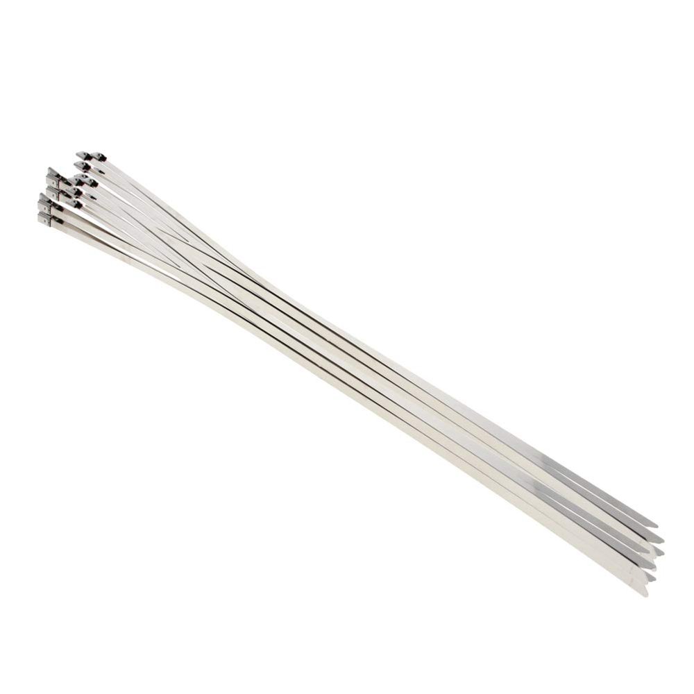 MroMax Stainless Steel Cable Tie, 15.75" x 0.18" Stainless Steel Self-Locking Zip Ties, 331 Stainless Steel Multi-purpose Tie for Metal Exhaust,20Pcs